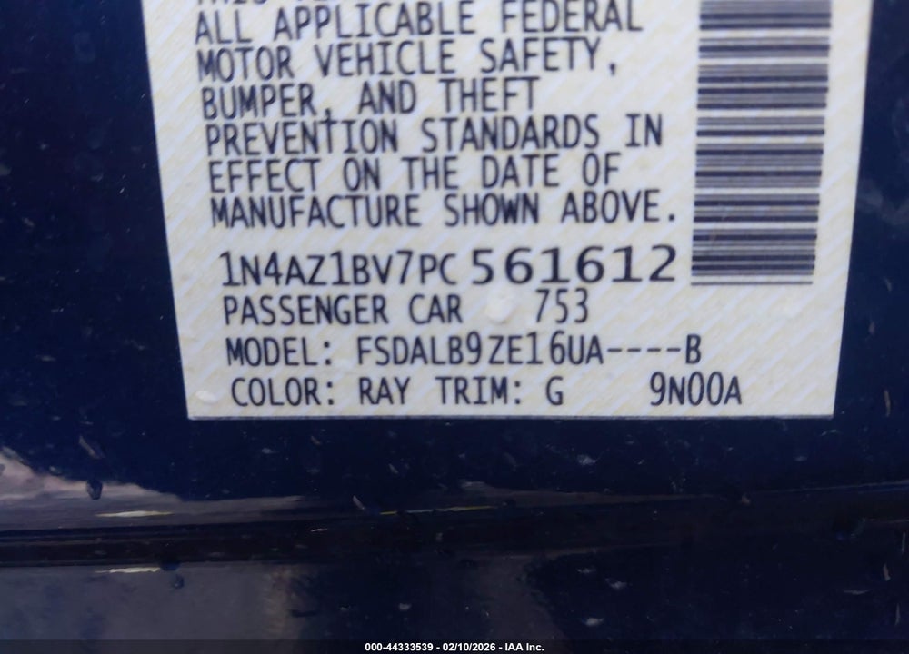 2023 NISSAN LEAF S 40 KWH VIN: 1N4AZ1BV7PC561612
