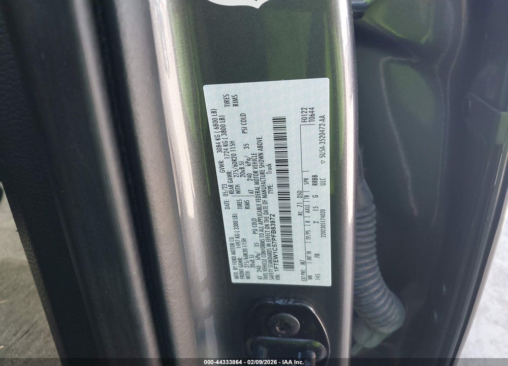 2023 FORD F-150 XLT VIN: 1FTEW1C57PFB83972