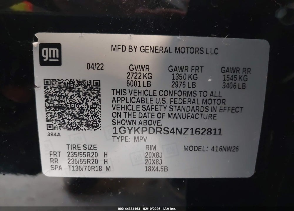 2022 CADILLAC XT6 AWD PREMIUM LUXURY VIN: 1GYKPDRS4NZ162811