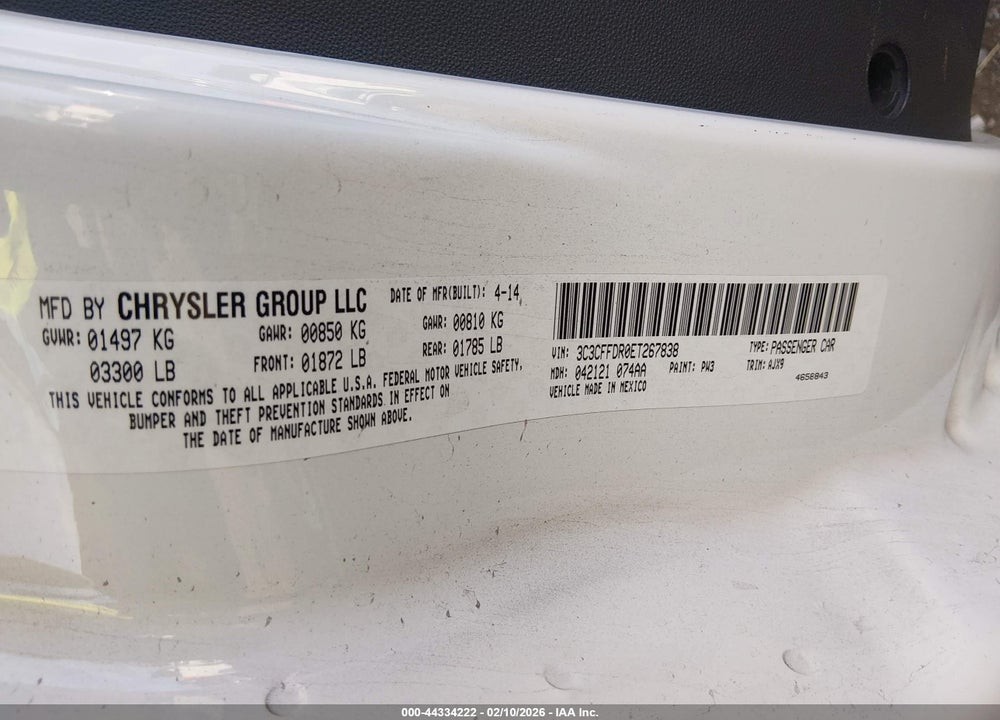 2014 FIAT 500C POP VIN: 3C3CFFDR0ET267838