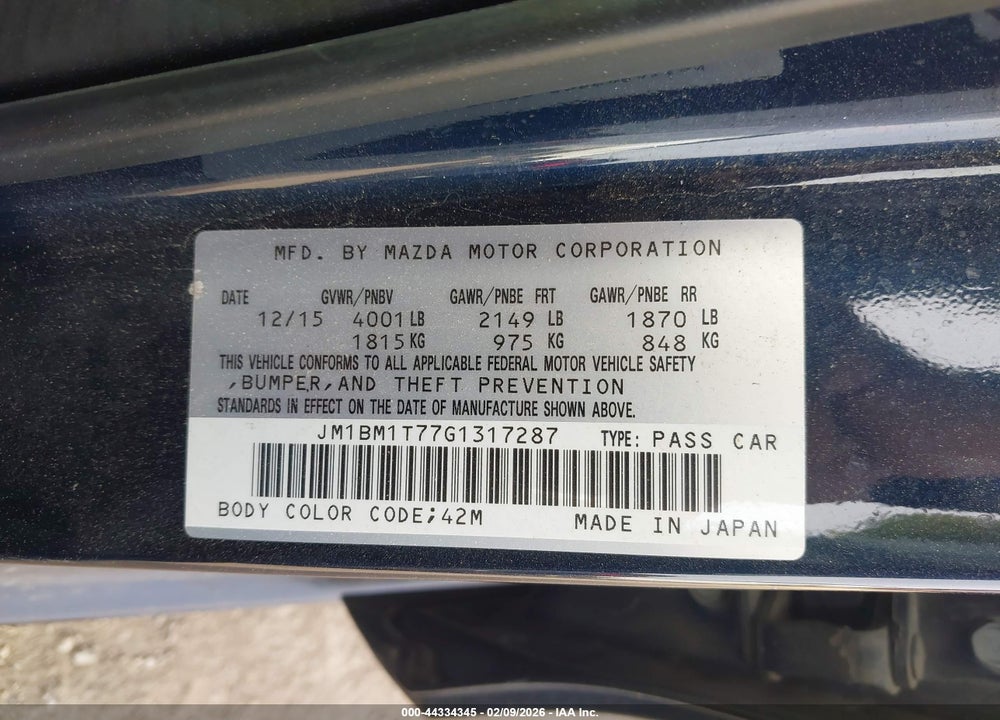 2016 MAZDA 3 I SPORT VIN: JM1BM1T77G1317287