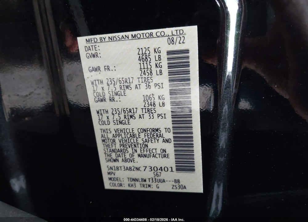 2022 NISSAN ROGUE S INTELLIGENT AWD VIN: 5N1BT3AB2NC730401