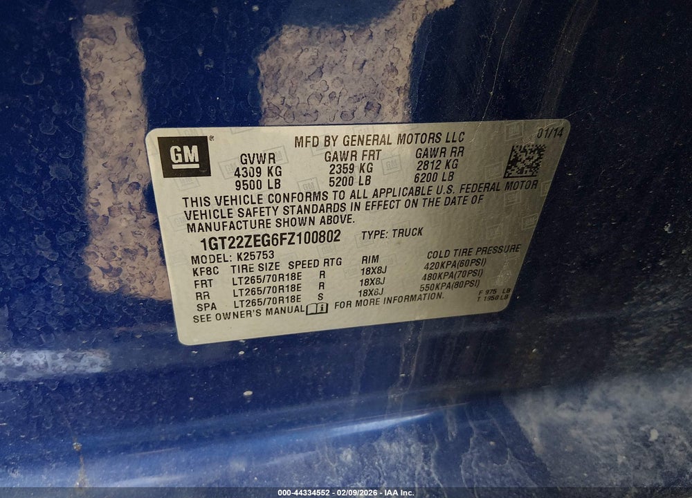 2015 GMC SIERRA 2500HD SLT VIN: 1GT22ZEG6FZ100802