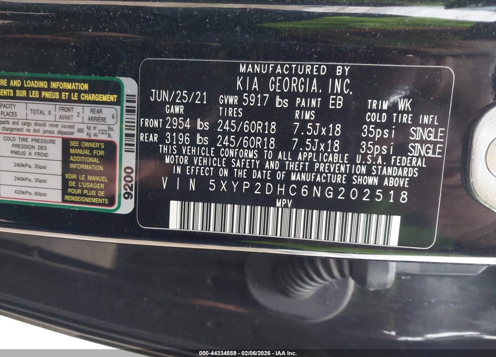 2022 KIA TELLURIDE LX VIN: 5XYP2DHC6NG202518