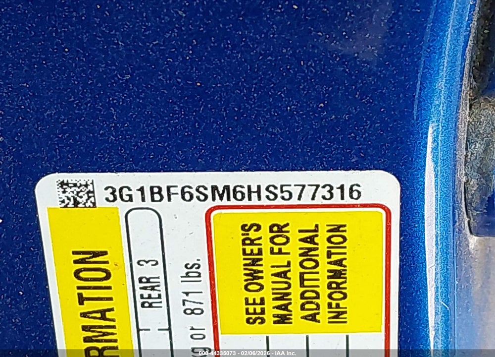 2017 CHEVROLET CRUZE PREMIER AUTO VIN: 3G1BF6SM6HS577316