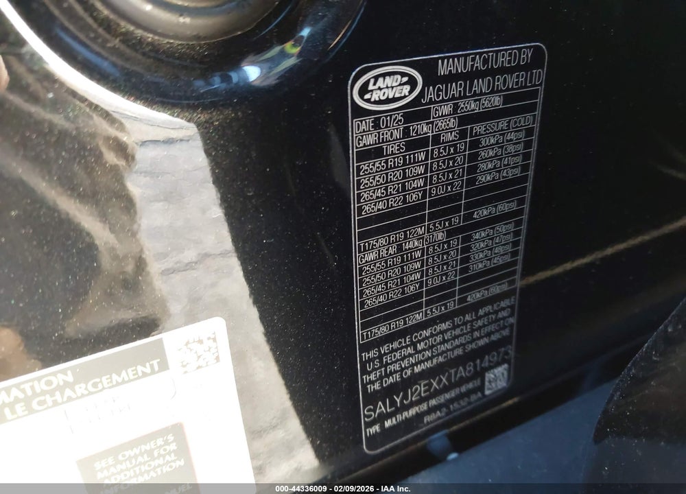 2026 LAND ROVER RANGE ROVER VELAR P250 S VIN: SALYJ2EXXTA814973