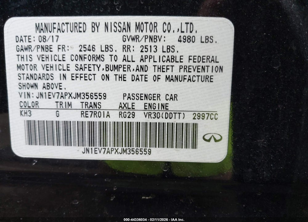 2018 INFINITI Q50 3.0T LUXE VIN: JN1EV7APXJM356559