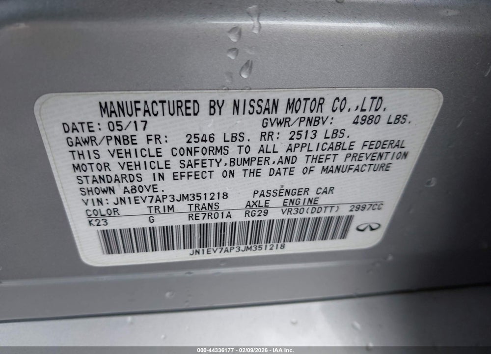 2018 INFINITI Q50 3.0T LUXE VIN: JN1EV7AP3JM351218