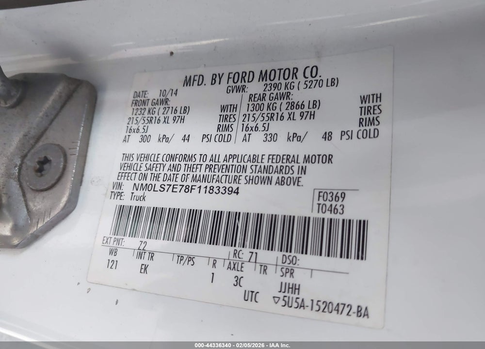 2015 FORD TRANSIT CONNECT XL VIN: NM0LS7E78F1183394