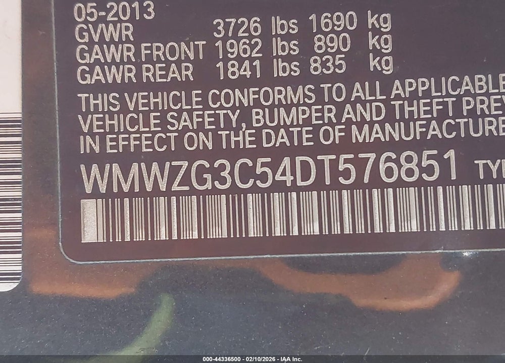 2013 MINI CLUBMAN COOPER S VIN: WMWZG3C54DT576851
