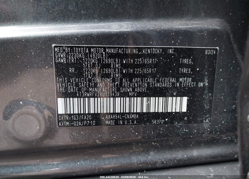 2024 TOYOTA RAV4 HYBRID XLE VIN: 4T3RWRFV2RU139438