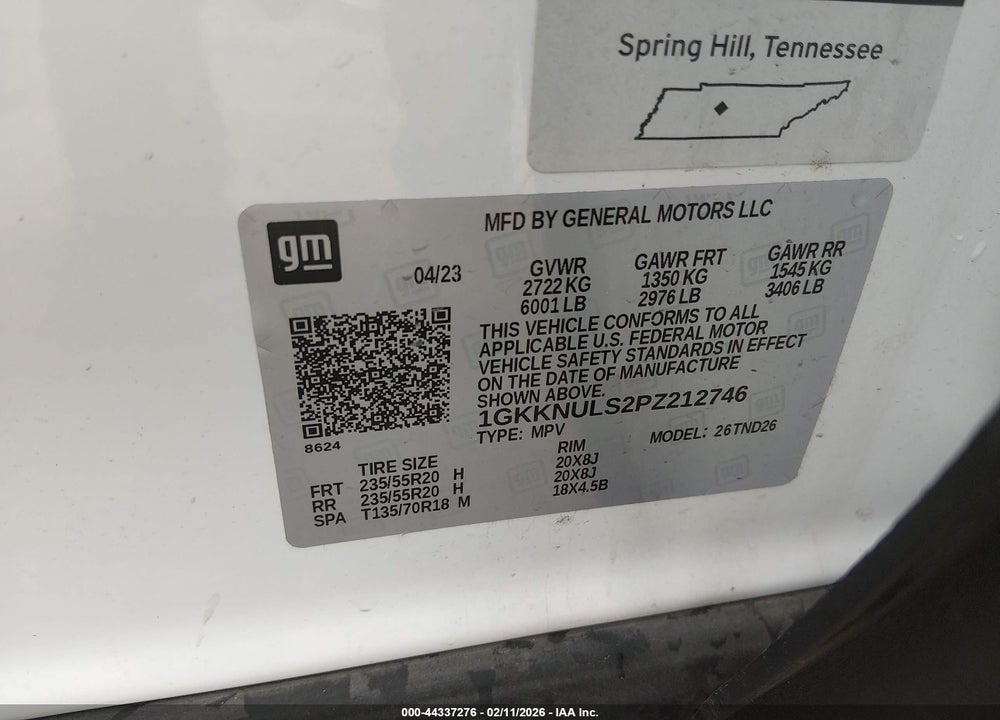 2023 GMC ACADIA AWD SLT VIN: 1GKKNULS2PZ212746
