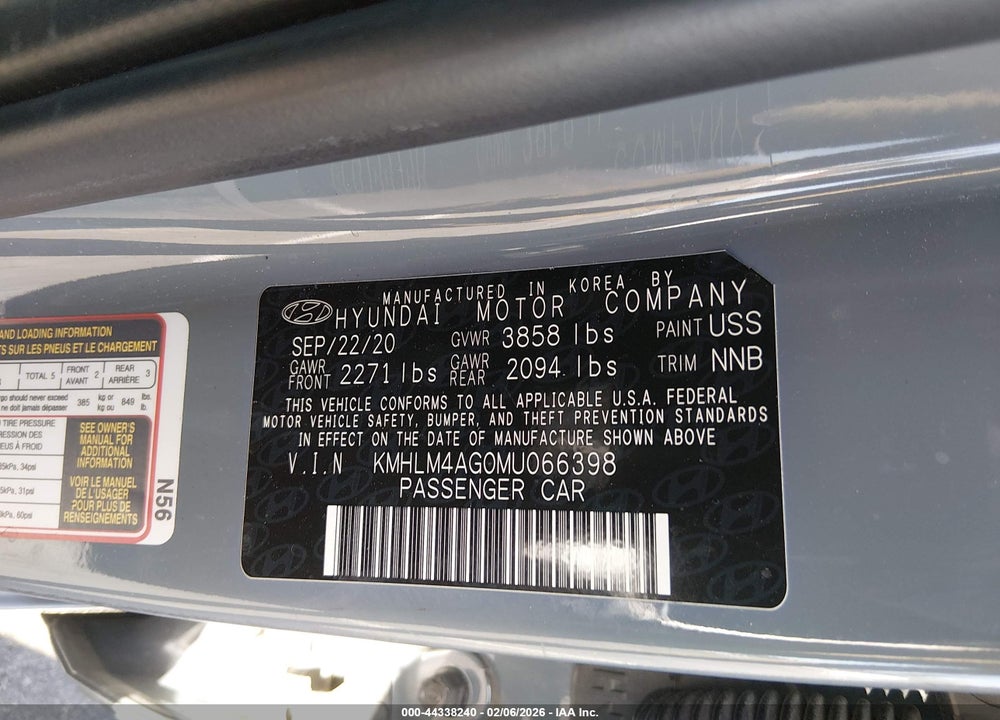 2021 HYUNDAI ELANTRA SEL VIN: KMHLM4AG0MU066398