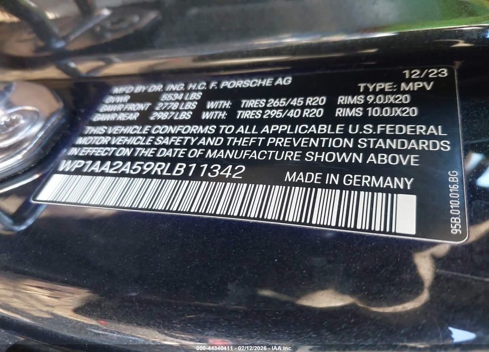 2024 PORSCHE MACAN T VIN: WP1AA2A59RLB11342