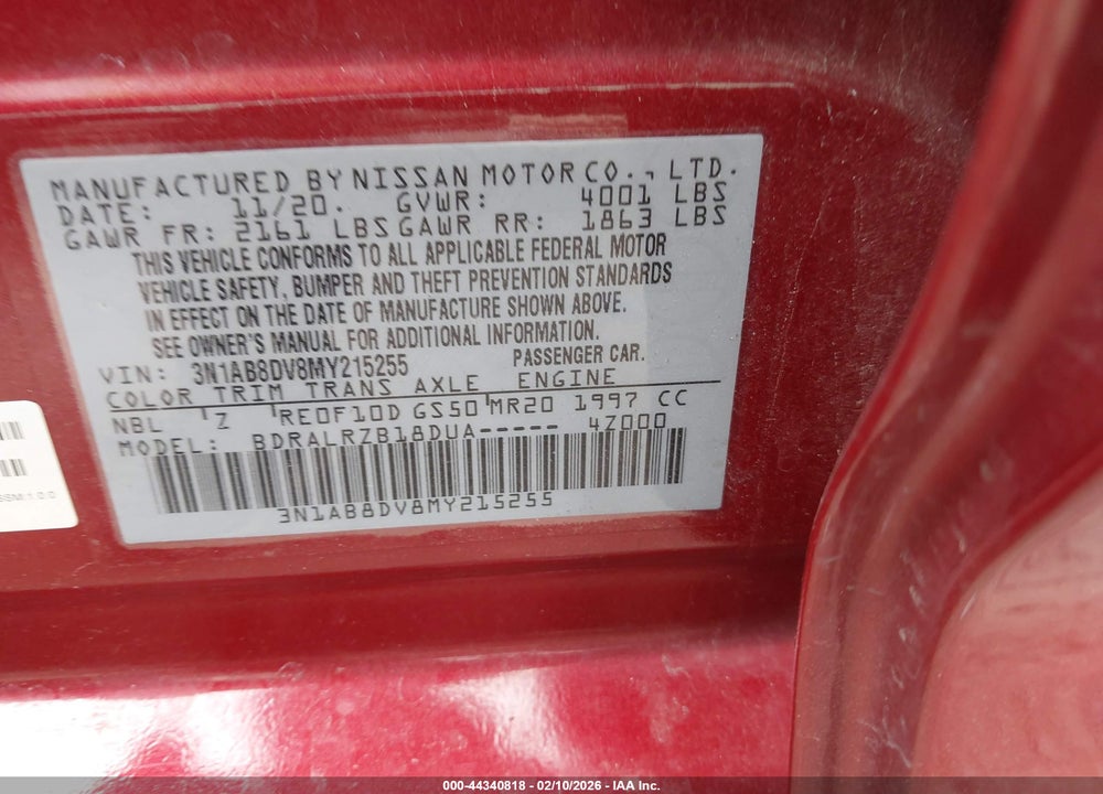 2021 NISSAN SENTRA SR XTRONIC CVT VIN: 3N1AB8DV8MY215255