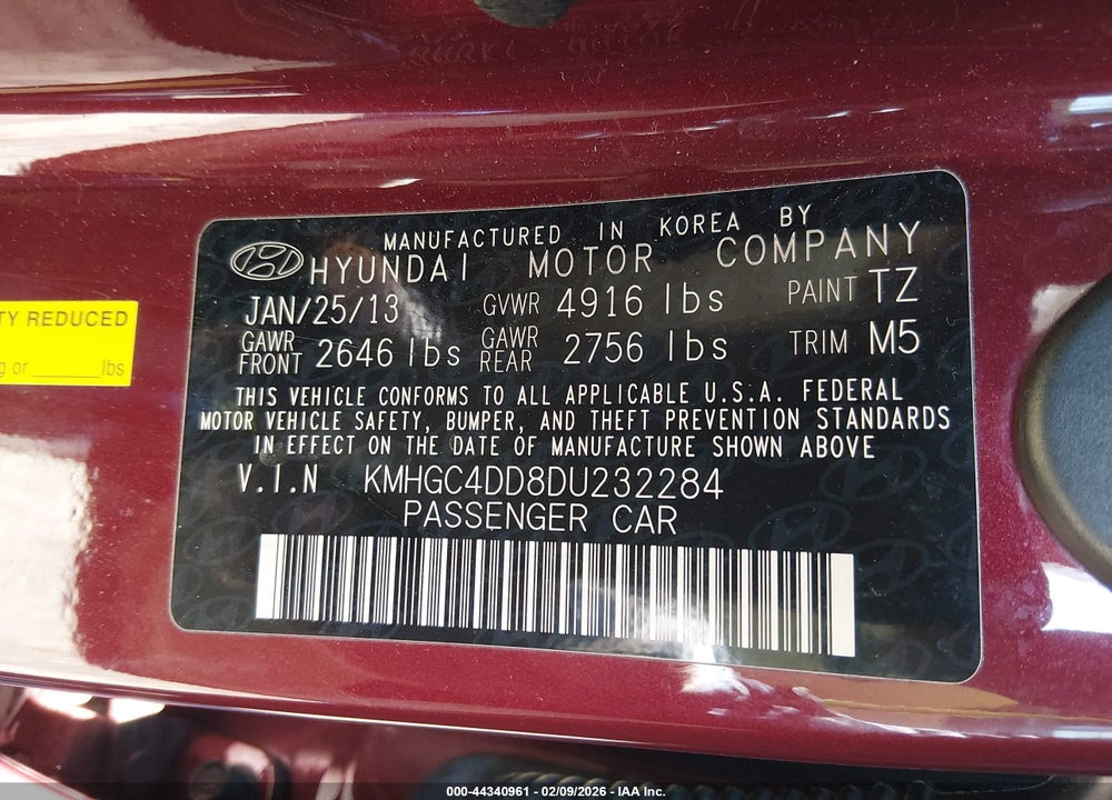 2013 HYUNDAI GENESIS 3.8 VIN: KMHGC4DD8DU232284
