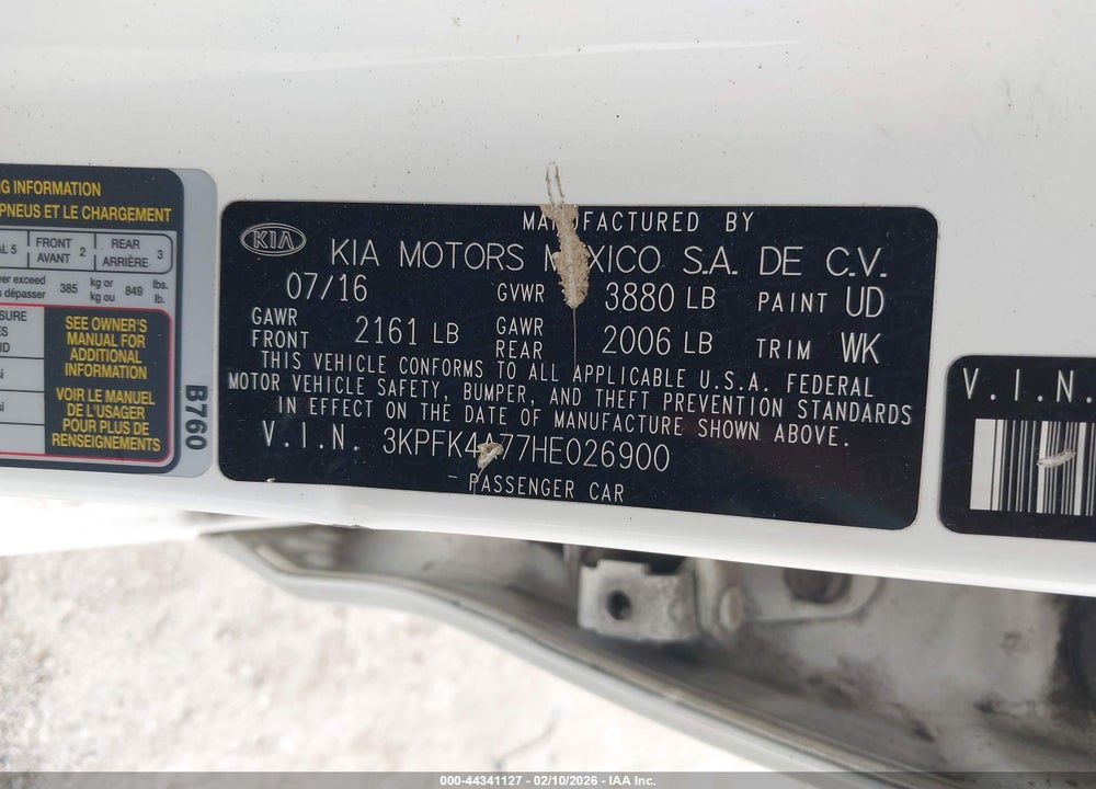 2017 KIA FORTE LX VIN: 3KPFK4A77HE026900