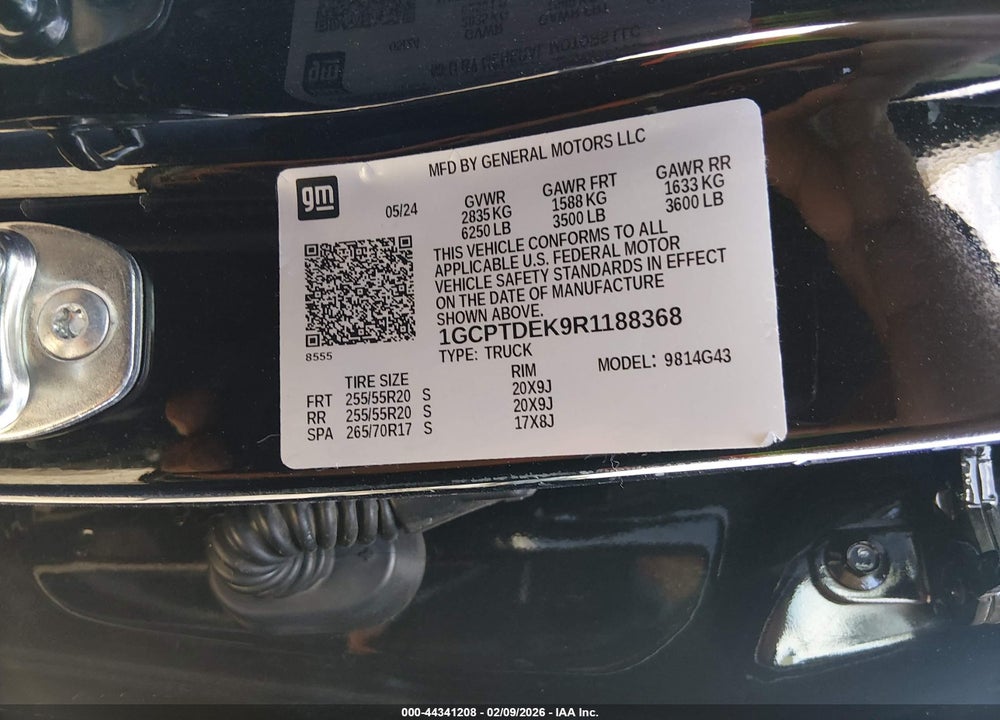 2024 CHEVROLET COLORADO 4WD Z71 VIN: 1GCPTDEK9R1188368