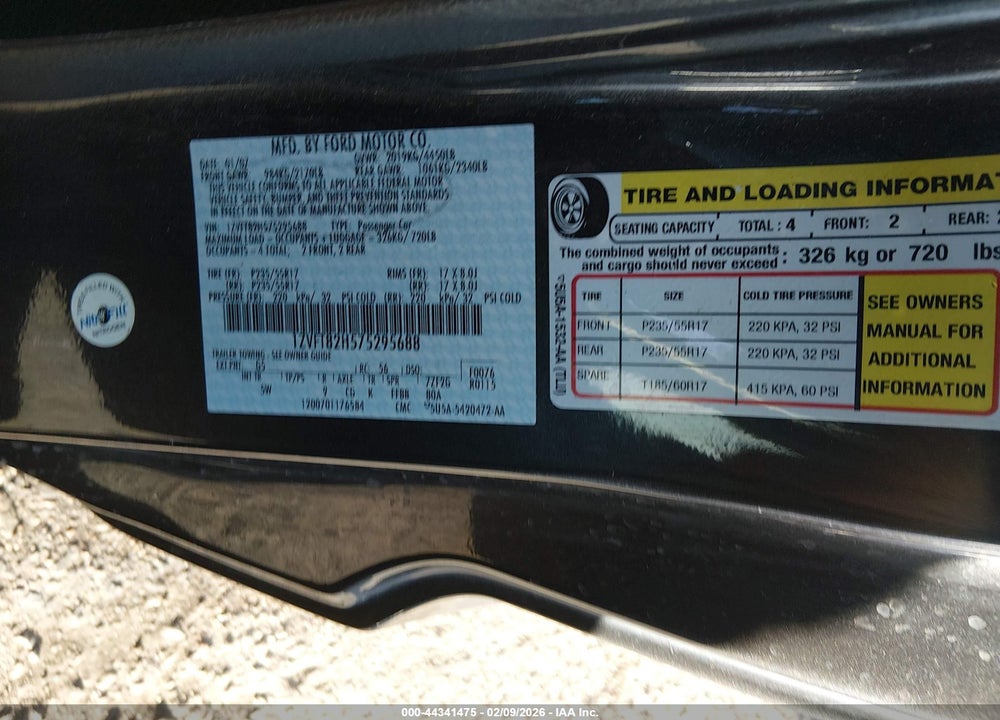 2007 FORD MUSTANG GT DELUXE/GT PREMIUM VIN: 1ZVFT82H575295688
