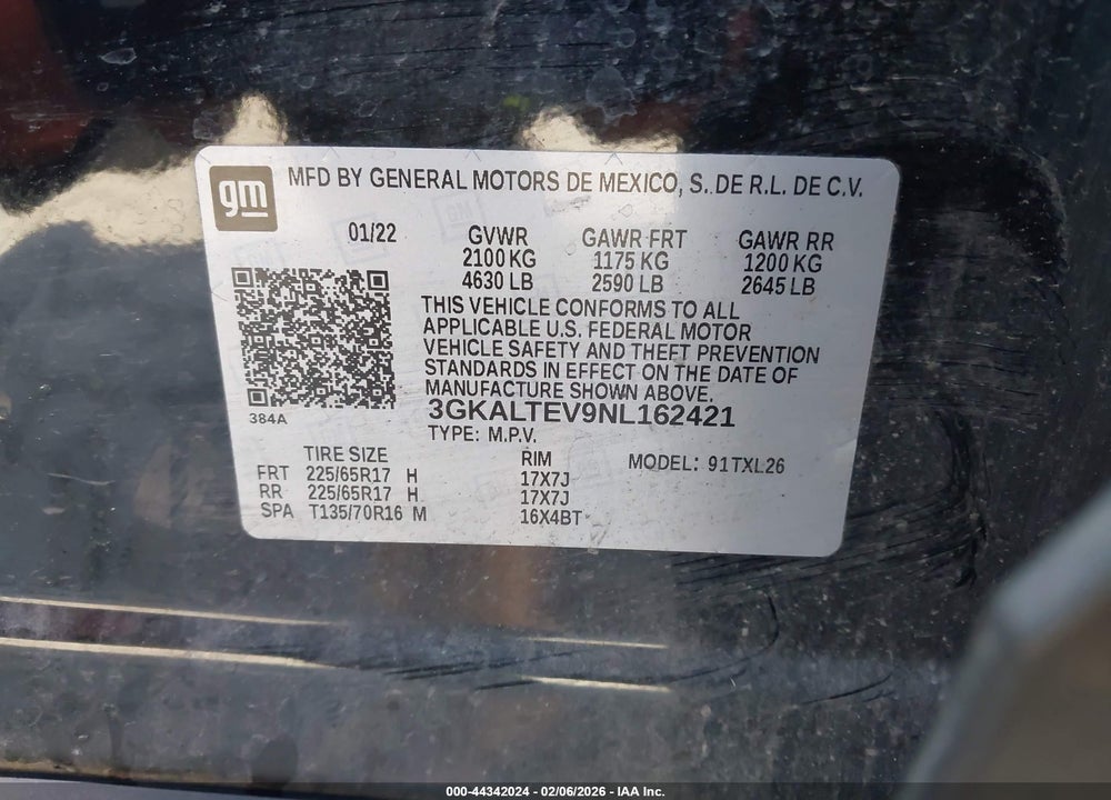 2022 GMC TERRAIN AWD SLE VIN: 3GKALTEV9NL162421