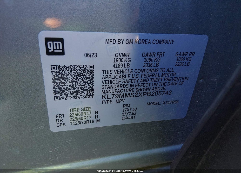 2023 CHEVROLET TRAILBLAZER FWD LS VIN: KL79MMS2XPB205743