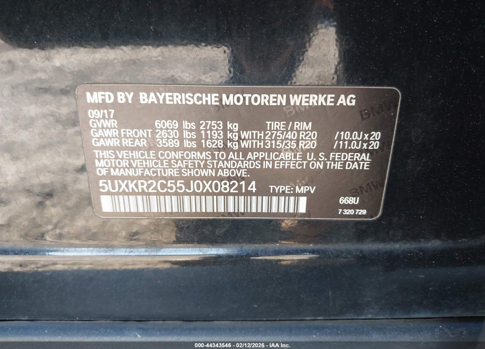 2018 BMW X5 SDRIVE35I VIN: 5UXKR2C55J0X08214