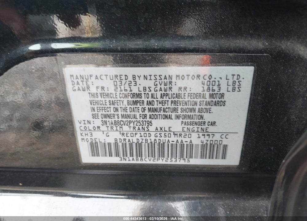 2023 NISSAN SENTRA SV XTRONIC CVT VIN: 3N1AB8CV2PY253795
