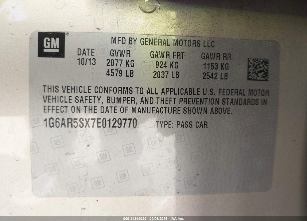 2014 CADILLAC CTS LUXURY VIN: 1G6AR5SX7E0129770