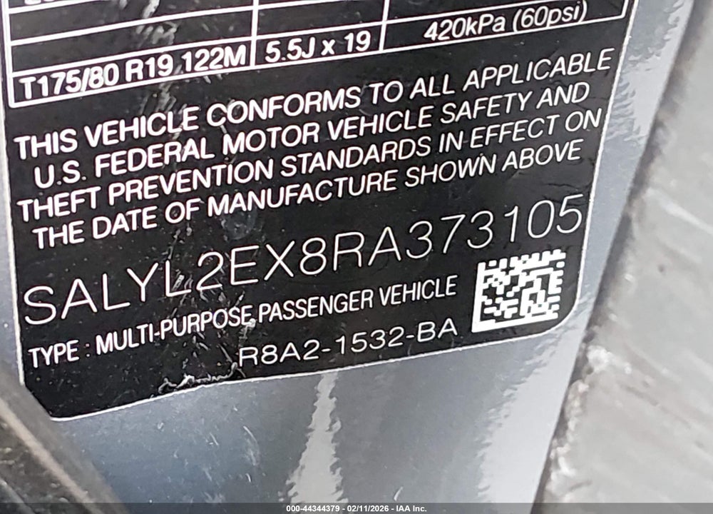 2024 LAND ROVER RANGE ROVER VELAR P250 DYNAMIC SE VIN: SALYL2EX8RA373105