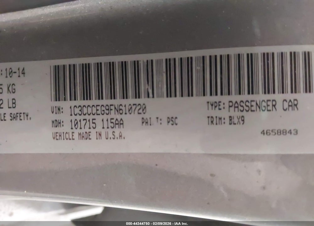 2015 CHRYSLER 200 C VIN: 1C3CCCEG9FN610720