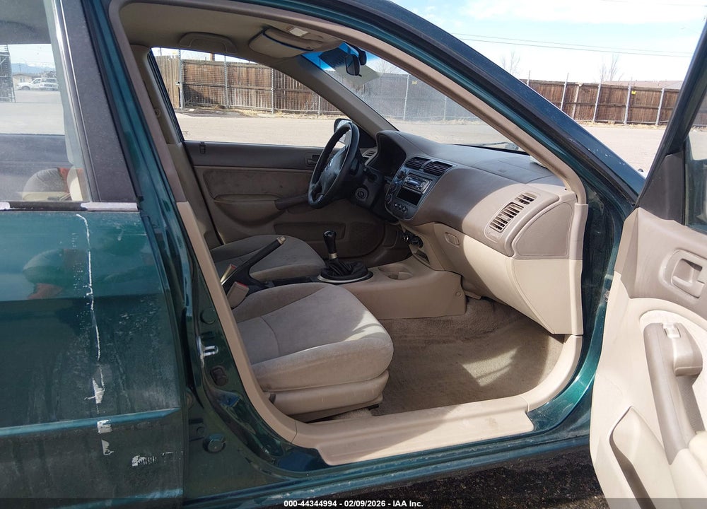 2001 HONDA CIVIC LX VIN: 1HGES15551L074395