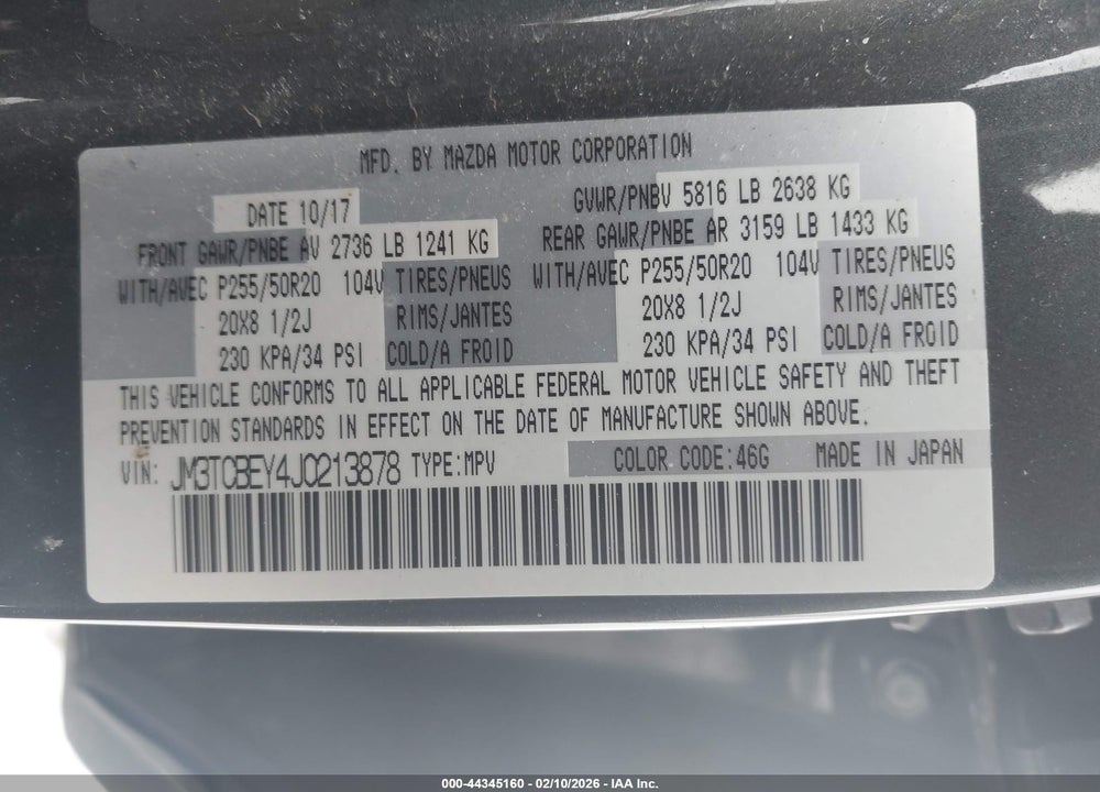 2018 MAZDA CX-9 SIGNATURE VIN: JM3TCBEY4J0213878
