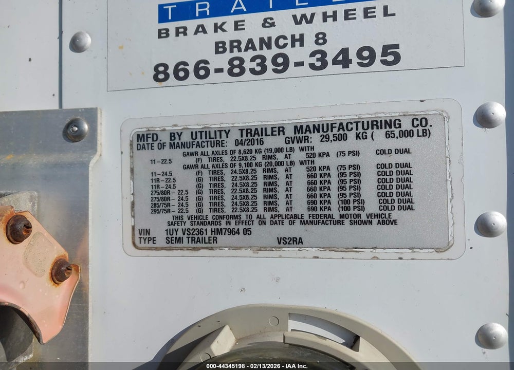 2017 UTILITY TRAILER MFG 36' REEFER SEMI TRAILER VIN: 1UYVS2361HM796405