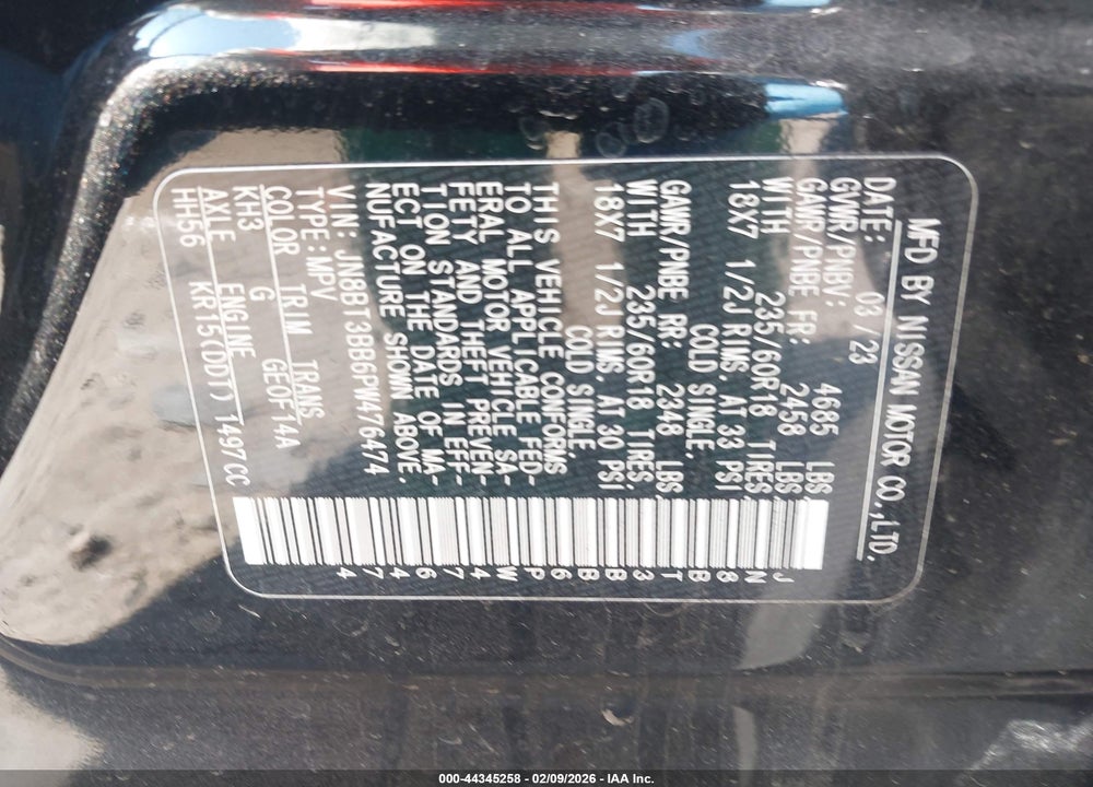 2023 NISSAN ROGUE SV INTELLIGENT AWD VIN: JN8BT3BB6PW476474