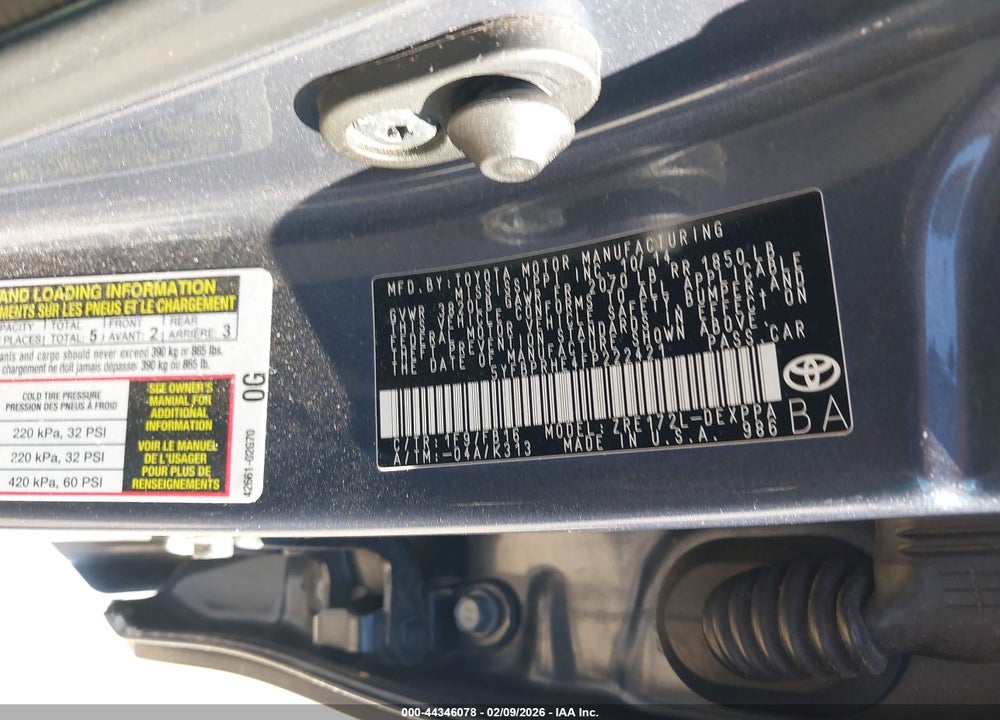 2015 TOYOTA COROLLA LE ECO PLUS VIN: 5YFBPRHE4FP222421