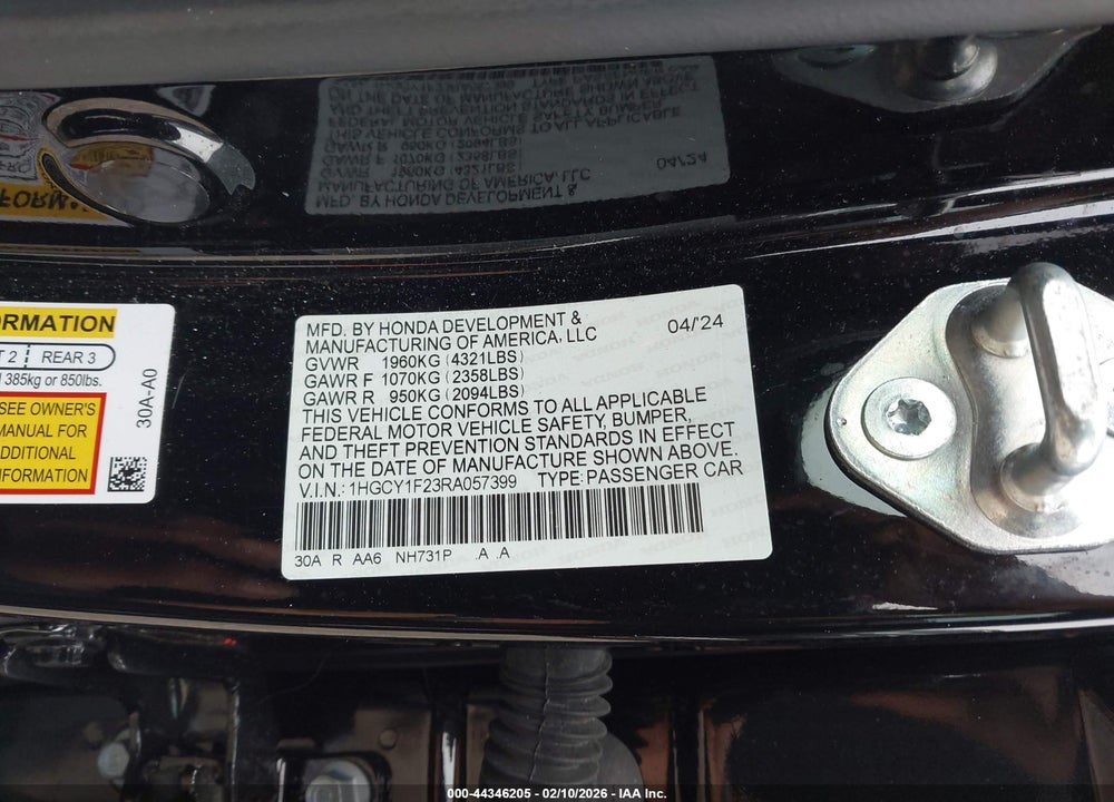 2024 HONDA ACCORD LX VIN: 1HGCY1F23RA057399