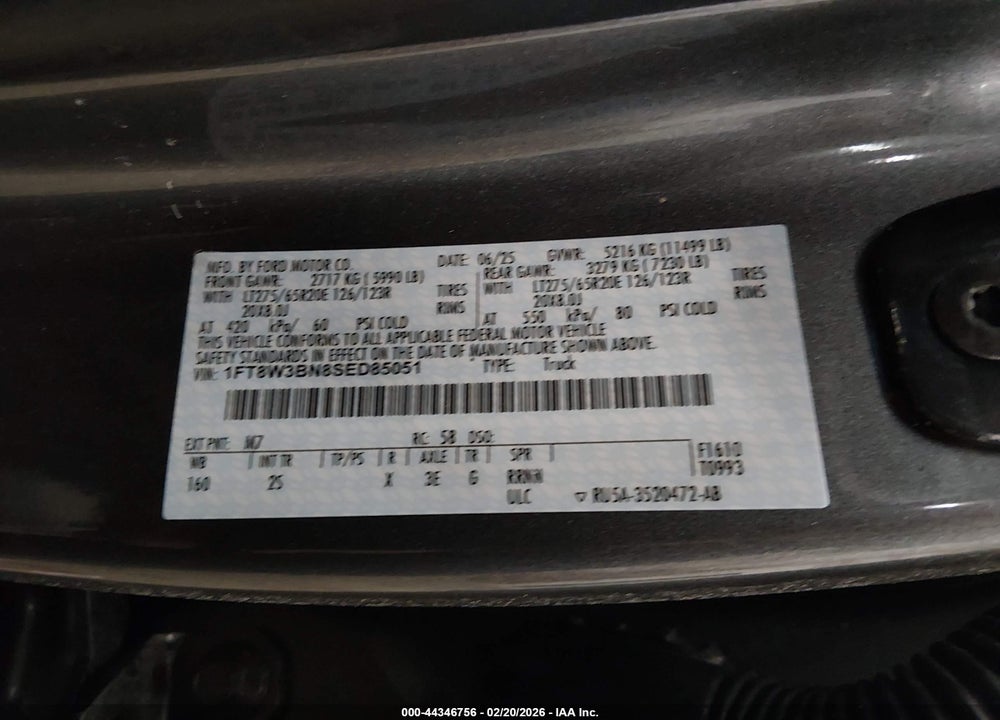 2025 FORD F-350 XLT VIN: 1FT8W3BN8SED85051