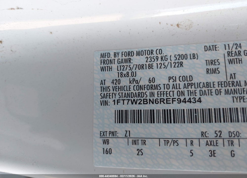 2024 FORD F-250 XLT VIN: 1FT7W2BN6REF94434
