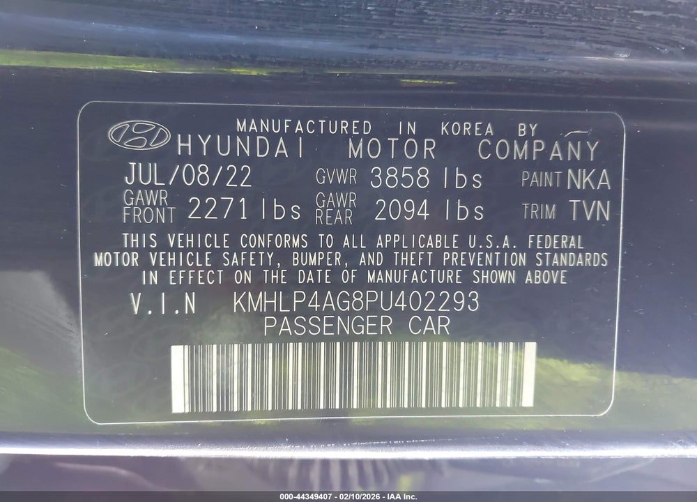 2023 HYUNDAI ELANTRA LIMITED VIN: KMHLP4AG8PU402293