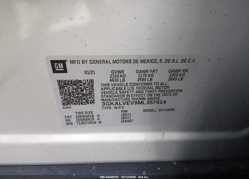 2021 GMC TERRAIN AWD SLT VIN: 3GKALVEV9ML357414