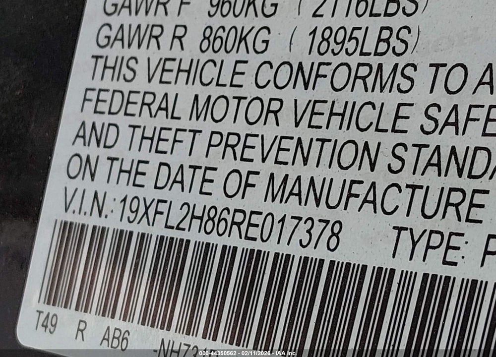 2024 HONDA CIVIC SPORT VIN: 19XFL2H86RE017378