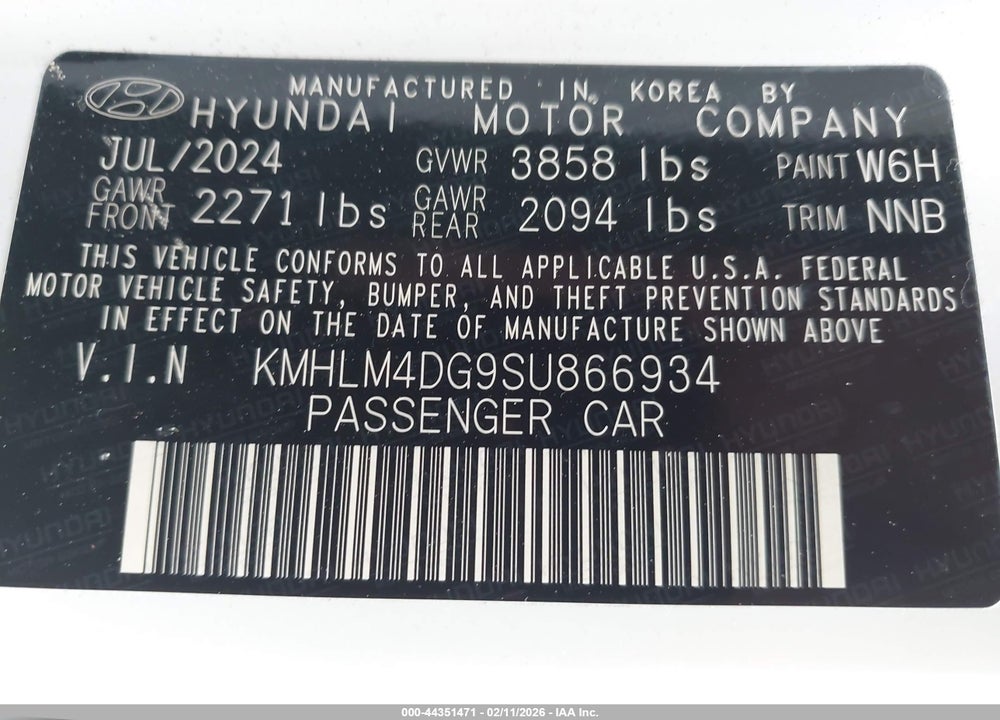 2025 HYUNDAI ELANTRA SEL SPORT VIN: KMHLM4DG9SU866934