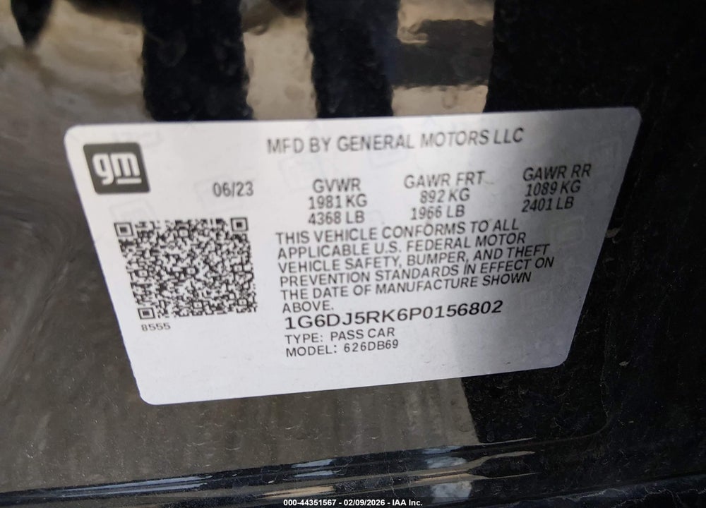 2023 CADILLAC CT4 LUXURY VIN: 1G6DJ5RK6P0156802