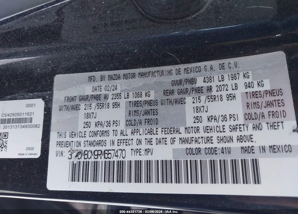 2024 MAZDA CX-30 2.5 S PREFERRED PACKAGE VIN: 3MVDMBCM9RM657470