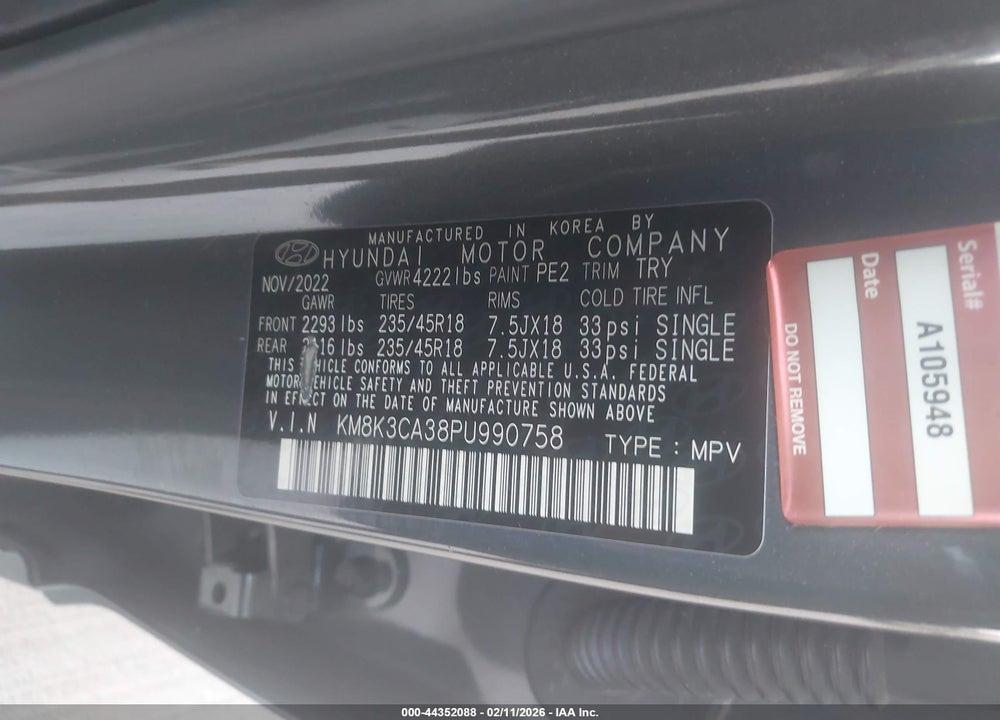 2023 HYUNDAI KONA N LINE VIN: KM8K3CA38PU990758