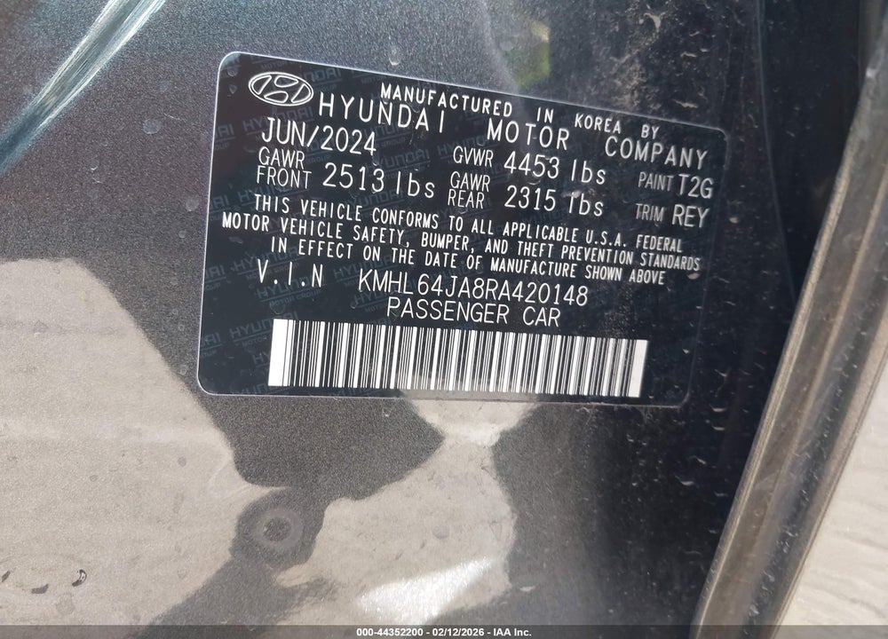 2024 HYUNDAI SONATA SEL VIN: KMHL64JA8RA420148