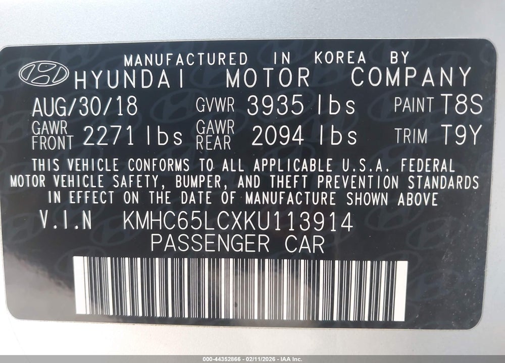 2019 HYUNDAI IONIQ HYBRID BLUE VIN: KMHC65LCXKU113914