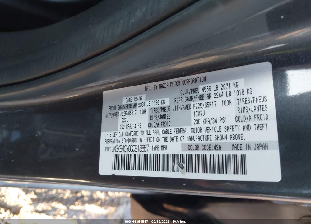2016 MAZDA CX-5 TOURING VIN: JM3KE4CY0G0918867