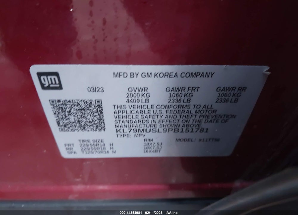 2023 CHEVROLET TRAILBLAZER AWD RS VIN: KL79MUSL9PB151781