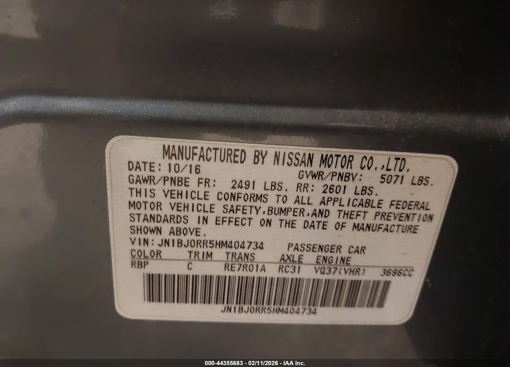 2017 INFINITI QX50 VIN: JN1BJ0RR5HM404734